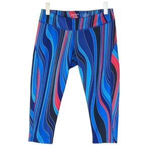 Speedo Red White‎ Blue And Black Bold Print Capri Cropped Leggings